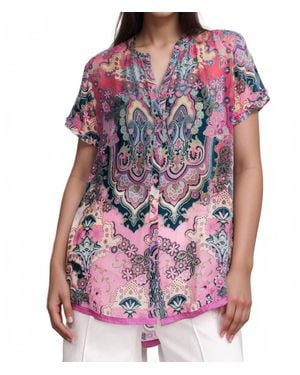 Johnny Was Zoli Tape Hem Burnout Tunic - Purple