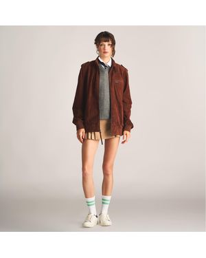Members Only Soft Suede Iconic Oversized Jacket - Brown