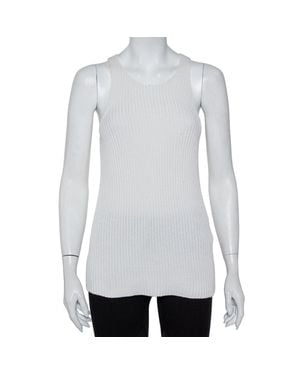 JOSEPH Cable Knit Cotton Racer Back Detail Tank Top - White