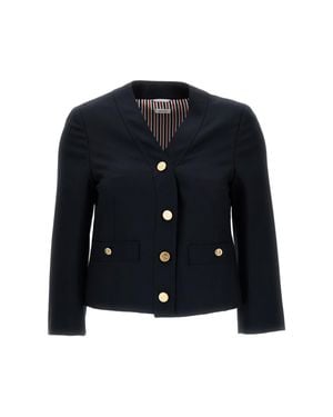 Thom Browne Boxy V-Neck Jacket - Black