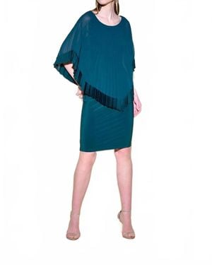Joseph Ribkoff Knee-Length Pleated Sheath Dress - Blue