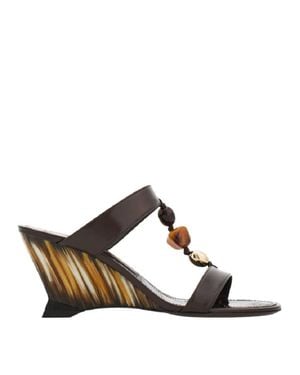 Ferragamo Ferragamo Beaded Strap Wedge Sandals - Brown