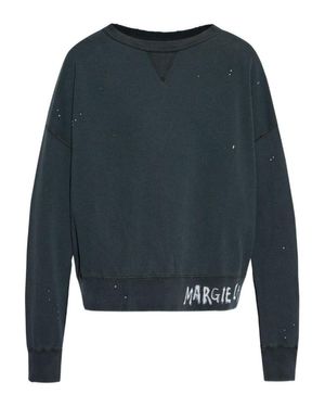 スウェット・トレーナー MAISON MARGIELA FADED BLACK SWEATSHIRT WITH PRINTED LOGO Maison Margiela Faded Sweatshirt With Printed Logo in Black