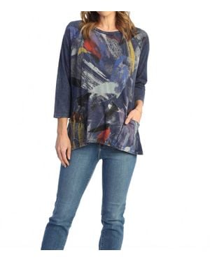 Jess & Jane Vista Mineral Washed Patch Pocket Cotton Top - Blue