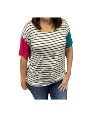 Bibi Striped Tee Top - Red