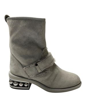 Nicholas Kirkwood Casiti Pearl Embellished Biker Boots - Gray