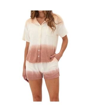 Threads For Thought Mikaela Gradient Terry Button Down Shirt - White