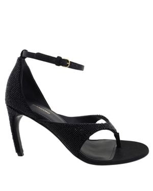 Ferragamo Ferragamo Zoele 85 Crystal-Embellished Sandals, Size 7 C - Black