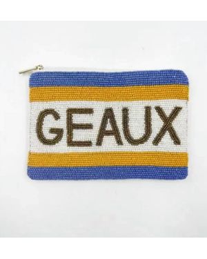 AmesLayne Lsu Geaux Tigers Harper Beaded Coin Purse - Blue