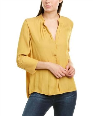 David Lerner Taylor 3/4 Sleeve Bohemian Top - Yellow