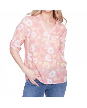 Charlie b Rolled Tab Blouse - Pink
