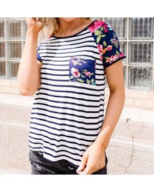 E. Luna Flower Power Raglan Top - Blue