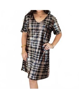 Layerz Clothing Cadence Sequin Plaid Dress - Black
