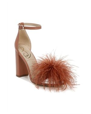 Sam Edelman Yaro Feather Heel Sandals - Brown