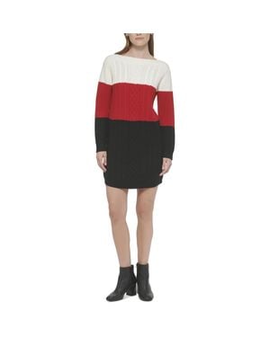 Tommy Hilfiger Cable Knit Mini Sweaterdress - Red