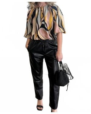 Thml Leather Elastic Waist Pants - Black