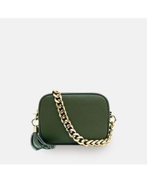 Apatchy London Leather Crossbody Bag With Chain Strap - Green