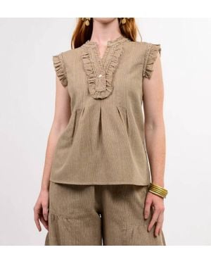 Ivy Jane Striped Ruffle Top - Natural