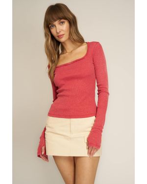 Project Social T Kami Burnout Square Neck Long Sleeve - Red