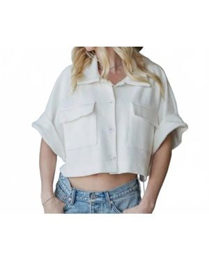 Bucketlist Textured Cropped Shacket - Gray