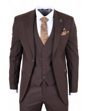 Infinity Leather 3 Piece Plain Work Formal Suit - Brown