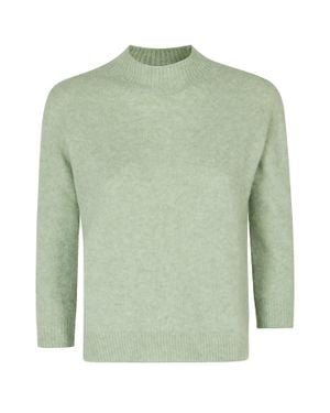 Roberto Collina Sage- Three-Quarter Sleeve Cashmere-Blend Turtleneck - Green