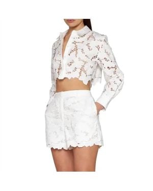 Self-Portrait 3D Cotton Lace Shorts - White