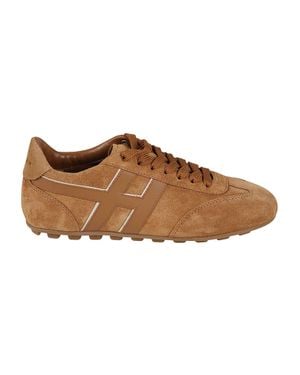 Hogan H693 Calf Leather Low-Profile Sneakers - Brown