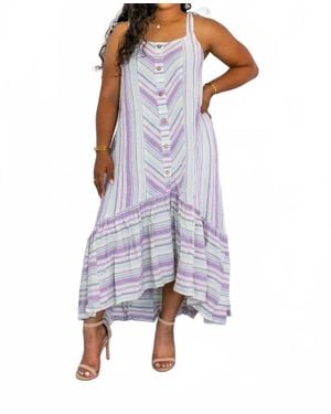SurelyMine Cotton Ruffle Maxi Dress - Purple