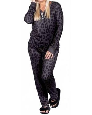 Shirley Stone Cheetah Loungewear Set - Blue
