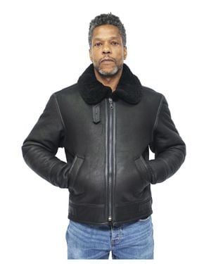 Infinity Leather B3 Ww2 Sheepskin Aviator Flying Jacket-Charleston - Black