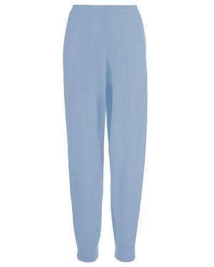 Allude Wool And Cashmere Blend Pants With Elasticated Edges - Blue