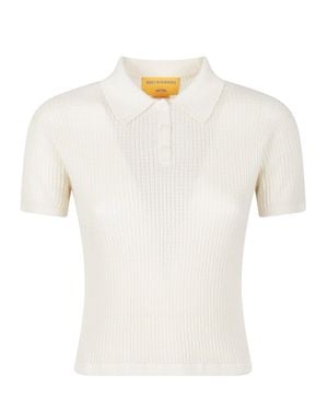 Guest In Residence Shrunken Ribbed Knit Cashmere Polo Shirt - White
