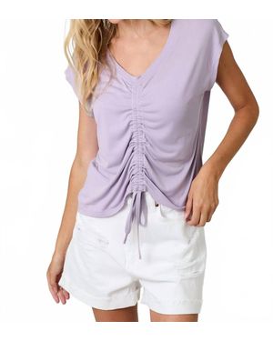Mystree Front Ruche Modal Cap Sleeves Top - Purple