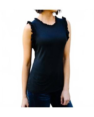 Hayden LA Ruffled Mock Neck Sleeveless Top - Black