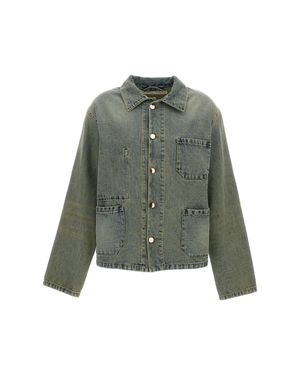 Meta Campania Bill' Cropped Denim Workwear Jacket - Green