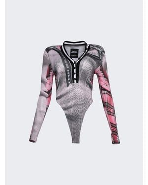 Y. Project X Jean Paul Gaultier Trompe-L'Oeil Cardigan Bodysuit - White