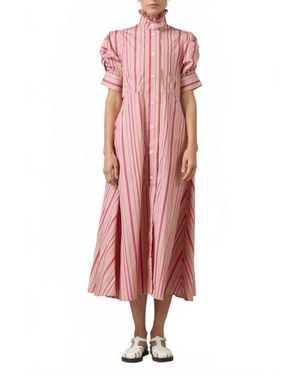 Thierry Colson Venetia Stripe Short Sleeve Dress - Pink