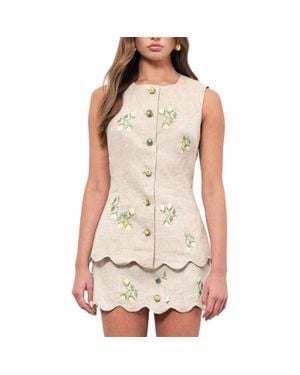 Maude Club Willow Embroidered Top - Natural
