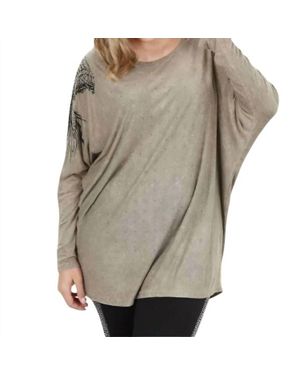 Vocal Apparel Indian Print Tunic Top (Plus Size) - Gray
