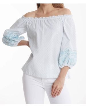 tyler boe Susie Swiss Dot Top - Blue