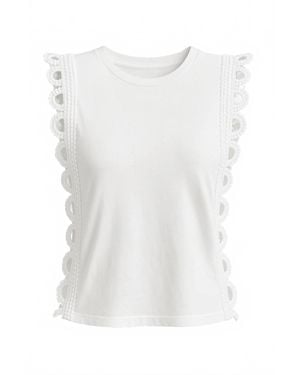 Another Love Ryder Eyelet Scallop Ruffle Sleeve Top - White