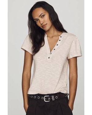 Pilcro Cotton Henley Tee - Black