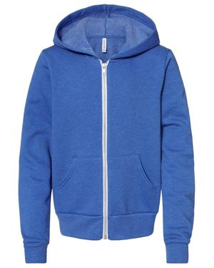 Bella Canvas Youth Sponge Fleece Full-Zip Hoodie - Blue