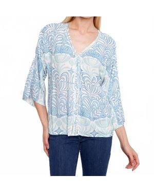 Charlie b Printed Viscose Front Button Blouse - Blue