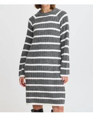 B.Young Marianne Rib Long Sleeve Dress - Gray