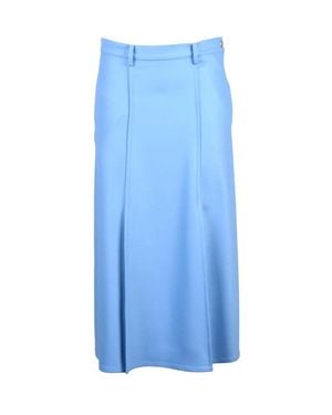 CRI.DA Knee-Length Wool Elastane Skirt With Modern Detail - Blue