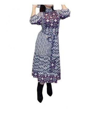 Sue Sartor Paloma Flounce Midi Dress - Blue