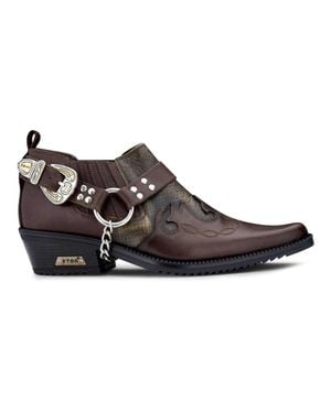 Etor Snake Pattern Leather Wincklepicker Shoes - Brown