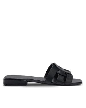 Furla Summer Sandalo Flat Leather Cut-Out Sandals - Black